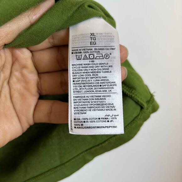 Banana Republic Cotton Roll Cuff T Shirt size XL Boat Neck Forest Green Relaxed - Picture 6 of 9